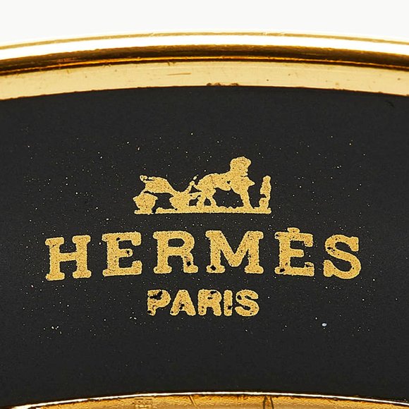 Hermes Email GM Hakuba Cloisonne Bangle Black Gold Plated Women's HERMES - Picture 4 of 6